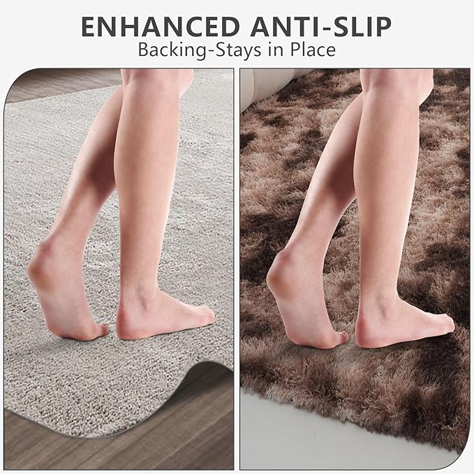 9X12 Large Area Rugs for Living Room Bedroom,Big Shag Rug for Bedroom Dorm,Soft Fluffy Indoor Carpet Plush Rugs for Living Room Home Decor (Mottling Brown, 9X12 Feet)