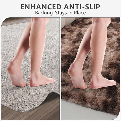 9X12 Large Area Rugs for Living Room Bedroom,Big Shag Rug for Bedroom Dorm,Soft Fluffy Indoor Carpet Plush Rugs for Living Room Home Decor (Mottling Brown, 9X12 Feet)