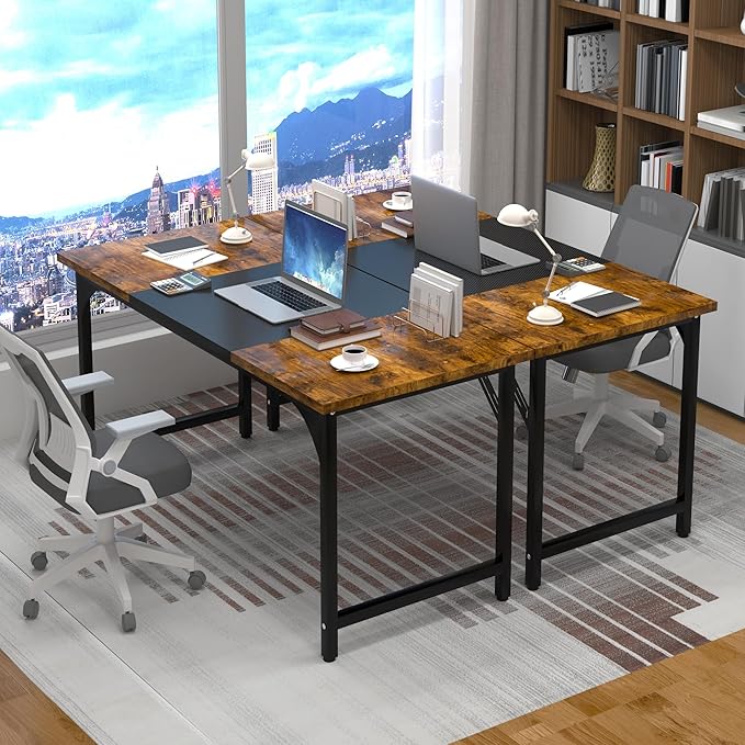 Computer Desk, 47 Inch Home Office Desks, Office Desk for Gaming Writing Study Work, Study Table with Large Legroom, Computer Desk with Metal Frame, Modern Simple Home Office Desk for Bedroom