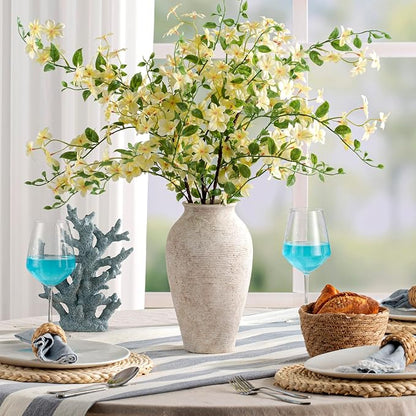 Vanselia Ceramic Flower Vase Home Decor - Large Tall Farmhouse Table Vases Rustic Vintage Living Room Kitchen Bedroom Decorations for House Book Shelf Office Coffee Desk Dining Fireplace (12" Retro)