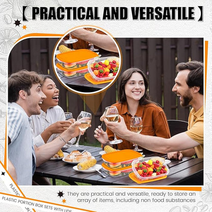 18 Pcs 33 Oz/ 4 Cups Plastic Food Storage Containers with Lids Portion Box Sets with Cover Stackable Plastic Containers with Lids Microwave Freezer Dishwasher Safe (Orange)