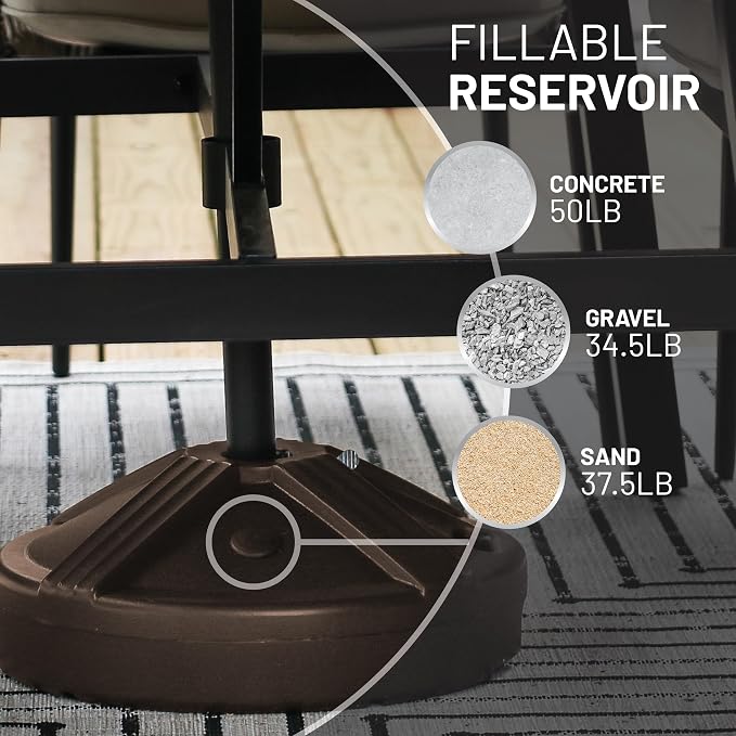 US Weight Durable 50 Pound Fillable Umbrella Base Designed to be Used with a Patio Table