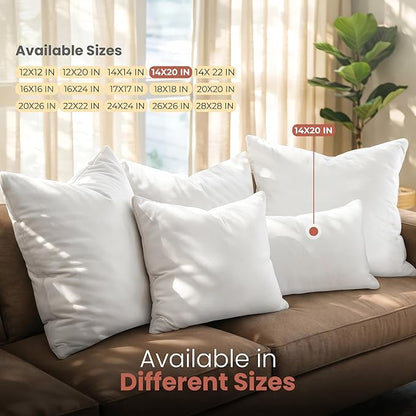 Utopia Bedding 14x20 Pillow Inserts, Set of 2, White – Indoor Decorative Throw Pillows for Bed, Sofa & Couch – Soft, Supportive & Fluffy Cushion Inserts
