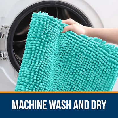 OLANLY Bathroom Runner Rugs 70x24, Extra Soft Absorbent Chenille Bath Rugs, Rubber Backing Quick Dry, Machine Washable Long Bath Mats for Bathroom Floor, Tub and Shower, Home Decor Accessories, Teal