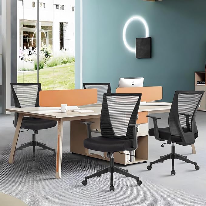 CLATINA Home Office Chair Ergonomic Desk Chair Mesh Computer Chairs with Armrests Executive Rolling Wheels Swivel Heavy Duty Chairs Office, Home, Black 2 Pack