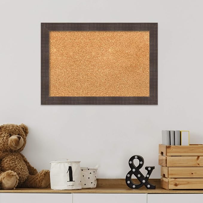 Amanti Art Natural Cork Board for Wall, 14x20 Vision Board with Brown Wood Frame, Small Corkboard Office Decor for Home Organization, Rustic Farmhouse Corkboard Pinboard to display items for home