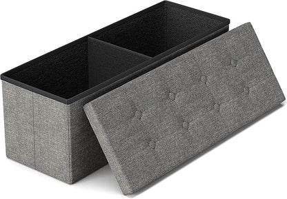 GLAXYFUR 43.3 inches Folding Storage Ottoman Bench Storage Chest Footrest for Bedroom, Entryway and Living Room, Holds up to 660 lb Dark Grey