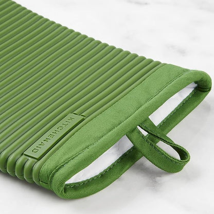 KITCHENAID Ribbed Soft Silicone Oven Mitt 2-Pack Set, 7.5"x13", Matcha