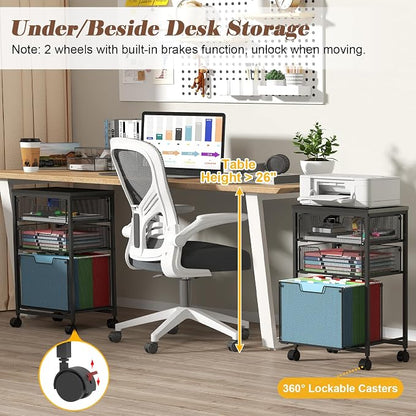 Sbanmao Rolling Storage Cart with 1L+2S Drawers, Mobile File Cabinet, Hanging File Folder Organizer, Printer Stand Utility Cart Filing Cabinet, Craft Art Organizer Cart for Classroom, Office, Home