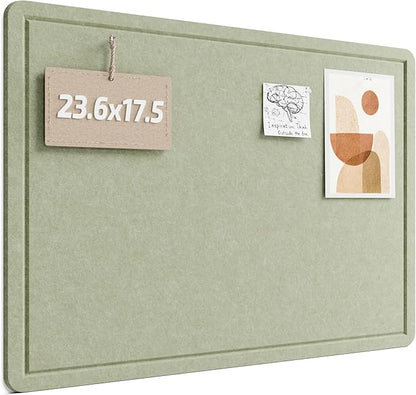 Fluxynara Bulletin Board, 23.6" x 17.5" Cork Board Alternative with 12 Safe Removable Adhesive Tabs, Foldable Felt Pin Board for Home Office, Classroom, Bedroom,Entryway for Walls— Sage