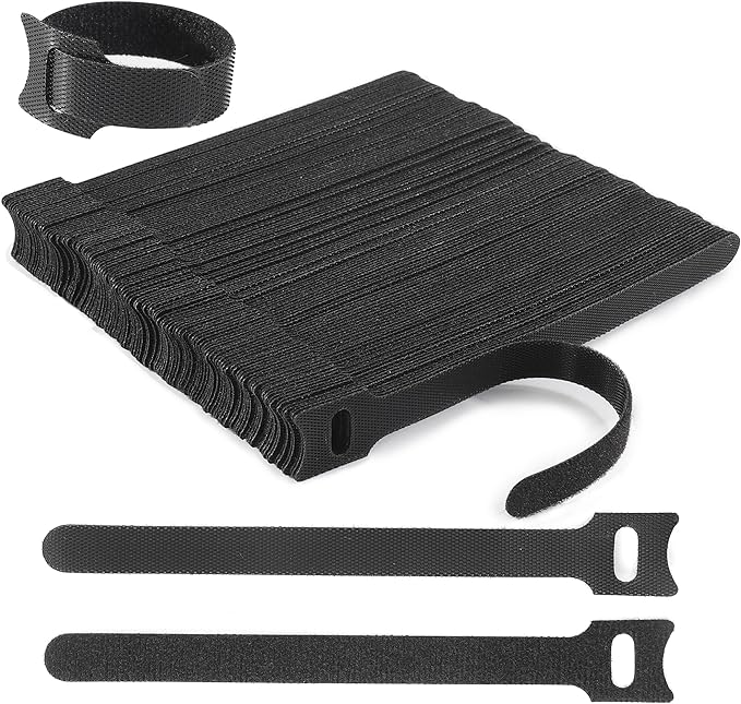 Nettbe Reusable Cable Ties, 126 PCS 8 Inches Adjustable Cord Straps Wire Organizer Cord Wrap and Hook Loop Cable Management