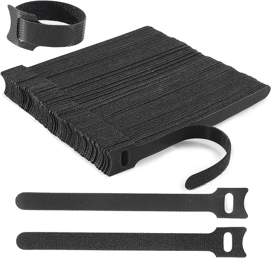 Nettbe Reusable Cable Ties, 126 PCS 8 Inches Adjustable Cord Straps Wire Organizer Cord Wrap and Hook Loop Cable Management