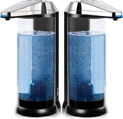 Secura 17oz Automatic Liquid Soap Dispenser, Touchless Battery Operated Hand Soap Dispenser with Adjustable Soap Dispensing Volume Control Dial, Personal Care Dispenser (Chrome-2Pcs)