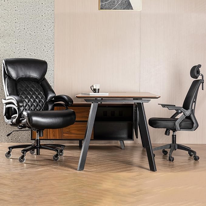 Big and Tall Office Chair for Heavy People, 500LBS High Back Extra Wide Heavy Duty Executive Office Chair Comfortable for Home Office, Large Computer Desk Chair with Adjustable Lumbar Support Black