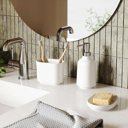 Umbra Step 13 oz (384 ml) Liquid Soap Pump Dispenser, Also Works with Hand Sanitizer, Easy to Refill, White