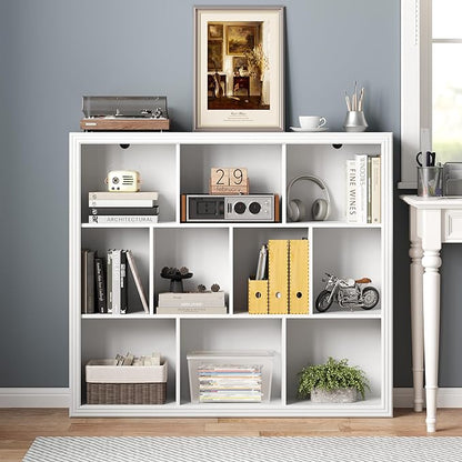 BORNOON Book Shelf with 10-Cube, 43” Wide Bookshelf with Anti-Tip Device, 38” Tall Open Bookcase, Modern Display Organizer Book Case for Home Office, Entryway, Living Room, Bedroom, Study Room