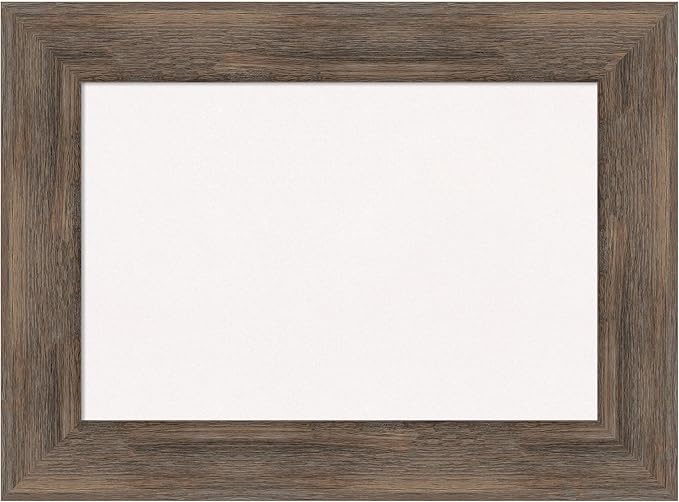 Amanti Art White Cork Board for Wall, 17x23 Vision Board with Brown Wood Frame, Small Corkboard Office Decor for Home Organization, Country Rustic Corkboard Pinboard to Display Items for Home