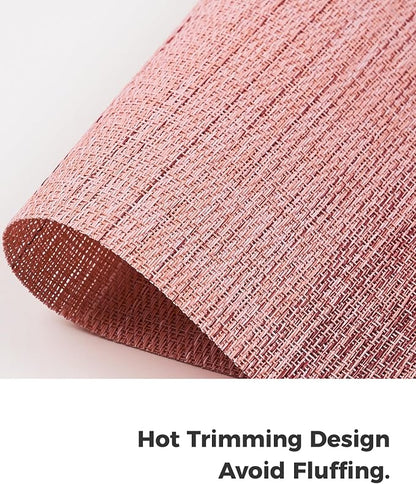 Leetaltree Gradient Pink Woven Placemats Set of 4 - Heat Resistant Non-Slip Place mats for Dining Table, Washable Durable PVC Vinyl Woven Table Mats(Gradient Pink, 4)