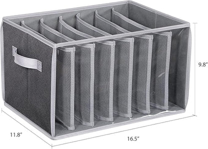 Zilink Upgraded Wardrobe Clothes Organizer with Support Board Clear Jean Organizer for Closet with 7 Grids Pants Organizer for Closet Shelf for Jean Pant Sweater Legging T-Shirt, 3 Pack