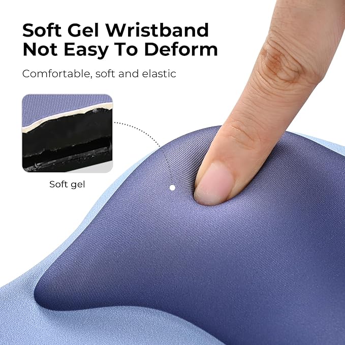 EooCoo Ergonomic Mouse Pad with Gel Wrist Rest Support Middle Concave Design, Relieve Wrist Pain Mousepad, Non-Slip Base for Laptop, Computer, Office Desk Accessories, Carpal Tunnel Syndrome Navy Blue