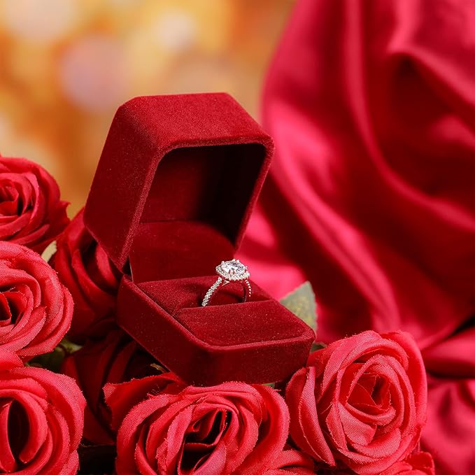 Zhanmai 12 Pcs Christmas Velvet Ring Box Jewelry Box Earring Jewelry Case Gift Boxes for Xmas Women Wedding Engagement Birthday Anniversary Valentines Day 2.12 x 1.77 x 2 Inch(Red)