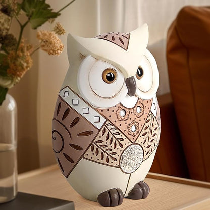 Wiresusan Owl Statue Home Decor Accents for Shelf Bookshelf Table Bedroom Living Room Office Desk Mantle TV Stand, Wisdom Symbol Owl Figurine Boho Decorations for Women, Bird Lovers Collection