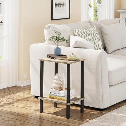 TUTOTAK End Table, Side Table, Nightstand, 2-Tier Storage Shelf, Sofa Side Table for Small Space, Living Room, Bed Room TB01BG034