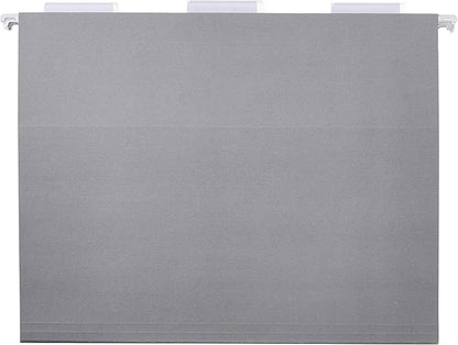 Amazon Basics Hanging File Folders with Adjustable Tabs for Document Organization, Letter Size, Gray, 25-Pack