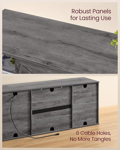 VASAGLE Farmhouse TV Stand for TVs up to 65 Inches, Entertainment Center with Storage Cabinets and Sliding Barn Doors, Media Console Table for Living Room, Grey ULTV535G101