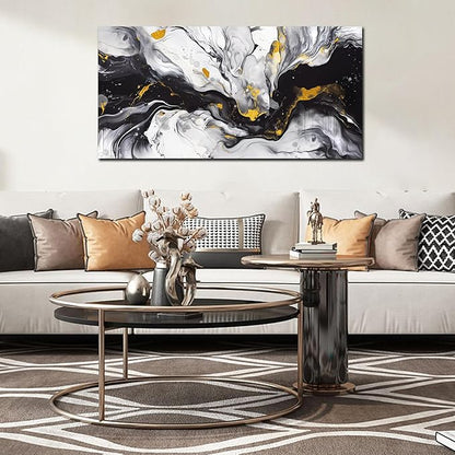 Alsingbago Large Abstract Canvas Wall Art for Living Room Bedroom Black and White Picture Ink and Wash Style Prints for Home Office Decoration Size 20x40 Ready to Hang