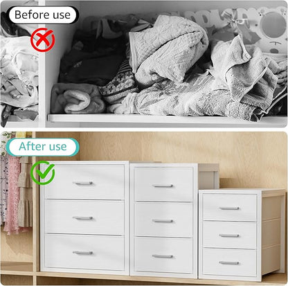 BOLUO Closet Drawers White Fabric 3 Drawer Small Dresser for Closet Organizers and Storage Bedroom Dorm Modern