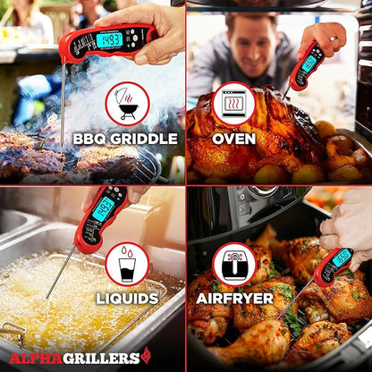 Alpha Grillers Meat Thermometer Digital – Instant Read Food Thermometer for Cooking & Grilling – Professional Kitchen Fathers Day Gift for Dad Men Him Husband