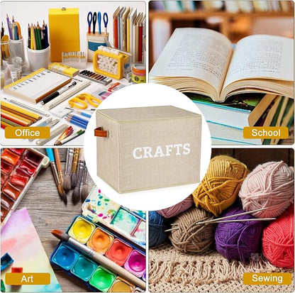 Lukeline Craft Storage Baskets for Organizing, Large Fabric Craft Organizers and Storage Box for Shelves, Closet, Craft Supplies, Books, Collapsible Storage Bins (Beige)