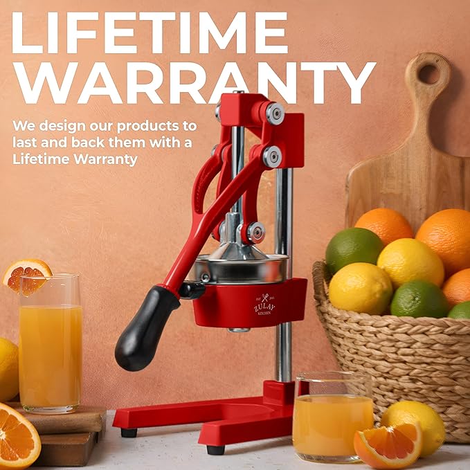 Zulay Kitchen Cast Iron Juicer - Heavy Duty Manual Juicer with Detachable Strainers for Easy Cleaning, Orange Juice Press for Citrus Fruits, Perfect for Bartenders, Juice Lovers & Health Enthusiasts