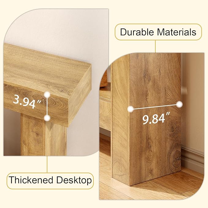 55 Inch Farmhouse Console Table,Wooden Rectangular Sofa Table Behind The Couch,Industrial Entryway Tables with Storage for Living Room,Entrance,Hallway (Grayish Brown)