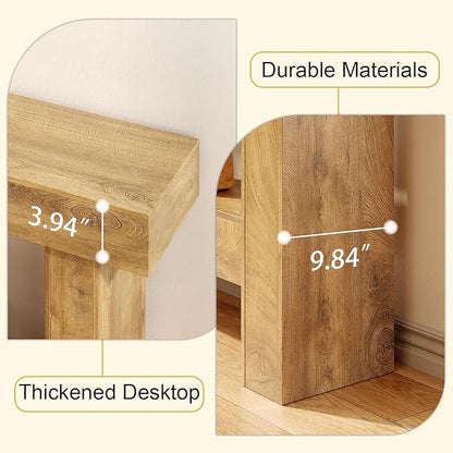 55 Inch Farmhouse Console Table,Wooden Rectangular Sofa Table Behind The Couch,Industrial Entryway Tables with Storage for Living Room,Entrance,Hallway (Grayish Brown)