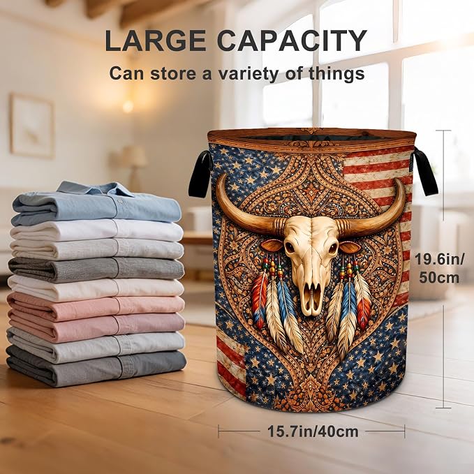 Cow Laundry Basket Waterproof Laundry Hamper Foldable Laundry Bag with Handles for Bedroom, Bathroom, Office, Clothes Storage