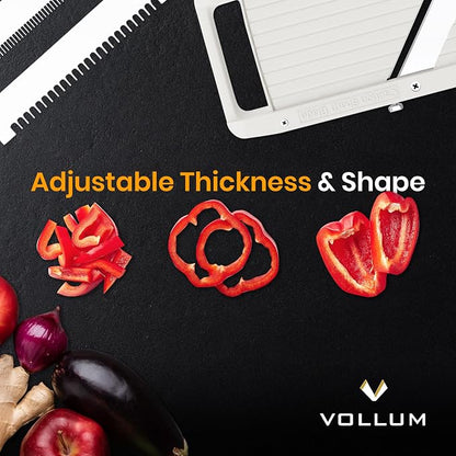 Vollum Wide Japanese Mandoline Slicer for Kitchen – Professional Slicer Vegetable Cutter with Interchangeable Stainless Steel Blades – Food Manual Slicer Handheld Mandoline Slicer