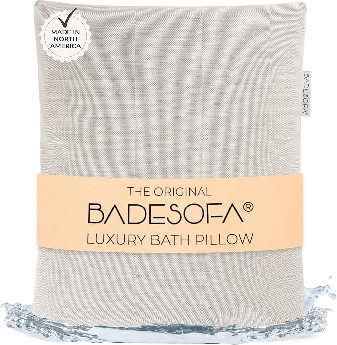 BADESOFA® Luxury Bathtub Pillow L - Large Bath Pillow for Therapeutic Neck and Back Support Quick-Drying - Full Body Bath Tub Cushion - Luxury Spa Cushion in Ivory Pearl