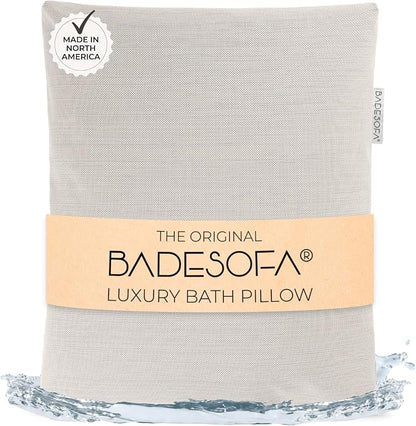 BADESOFA® Luxury Bathtub Pillow L - Large Bath Pillow for Therapeutic Neck and Back Support Quick-Drying - Full Body Bath Tub Cushion - Luxury Spa Cushion in Ivory Pearl
