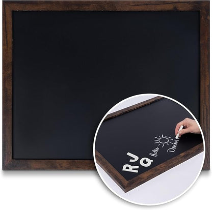 Loddie Doddie Wood Chalkboard Calendar - 18 x 22 in, Rustic Frame, Wall Mount - Magnetic Board for Wall - Menu Board for Kitchen - Hanging Chalkboard Sign
