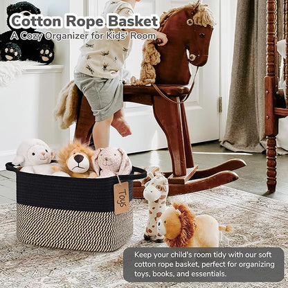 Goodpick Woven Storage Basket for Shelves, Small Wicker Baskets for Shoes,Towel, Toy Baskets Storage Kids, Empty Gift Basket with Handles, 13 x 10 x 9 Inches