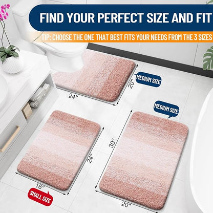 OLANLY Bathroom Runner Rugs Mat 47x17, Extra Soft Absorbent Microfiber Bath Rugs, Rubber Backing, Quick Dry, Washable Long Bath Mats for Bathroom Floor, Tub and Shower, Home Decor Accessories, Peach