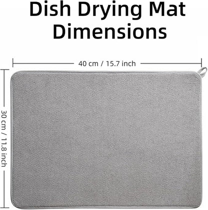 Foldable Dish Drying Rack, Small Dish Drying Rack for Narrow Kitchen Counter, Compact Dishes Drying Rack with Grey Drying Mat - Collapsible, Stainless Steel, Silver