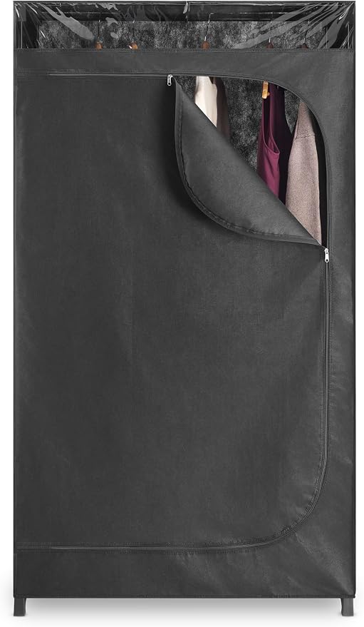 Whitmor Portable Clothes Closet - Freestanding Garment Organizer with Cover - 36 Inches Wide - Black