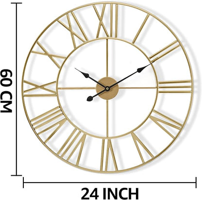 Sorbus Large Wall Clock for Living Room Decor - 24 inch Big Wall Clock Decorative - Battery Operated - Roman Numeral Analog Large Clock for Bedroom, Room, Home, Kitchen, Office, Wall Decor (Gold)