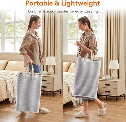 Lifewit 1 Pack Laundry Hamper Large Collapsible Laundry Baskets, Freestanding Waterproof Clothes Hamper with Easy Carry Handles in Laundry Room Bedroom Bathroom College Dorm, Grey, 65L