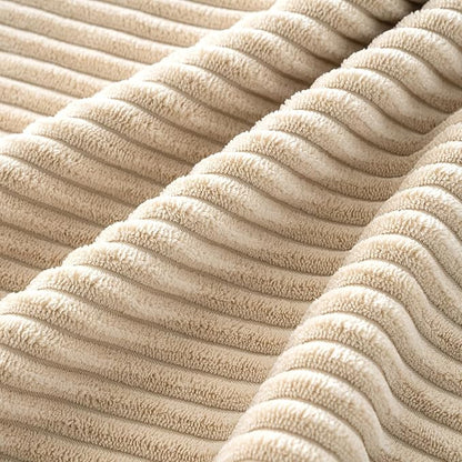 MIULEE Boho Farmhouse Throw Pillow Covers 20x20 Inch Set of 4 Mordern Nordic Cushion Covers Soft Corduroy Spring Home Decor for Couch Bed Sofa Living Room Beige