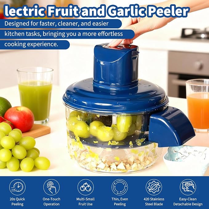 Automatic Grape Peeler Machine, Automatic Electric Fruit Peeler Machine Rechargeable with Stainless Steel for Grape Garlic Tomato Home Use