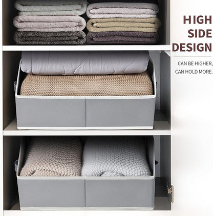 Homsorout Trapezoid Closet Shelf Organizer - Large Baskets for Organizing, Fabric Storage Cubes for Shelves, Storag Organizers Bins for Clothes, Blankets, 3 Pack, Grey